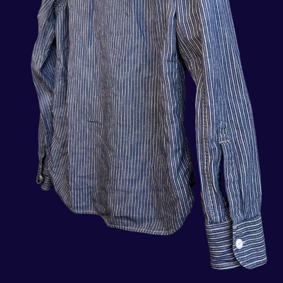 GAP Denim Hickory Long Sleeve Oxford Shirt - Picture 6 of 7